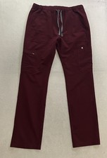 FIGS Cairo Cargo Scrub Pants Zip Fly Burgundy Adult Size Large Tall PO 1645