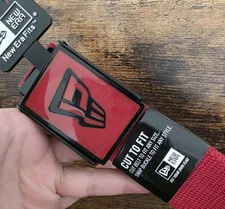 New Era Fits Belt Red Black Accent One Size Cut  Fit *46" Interchangeable Buckle