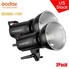 US 2Pcs Godox SK300II 300Ws 110V Studio Flash Strobe Light For Creative Shooting