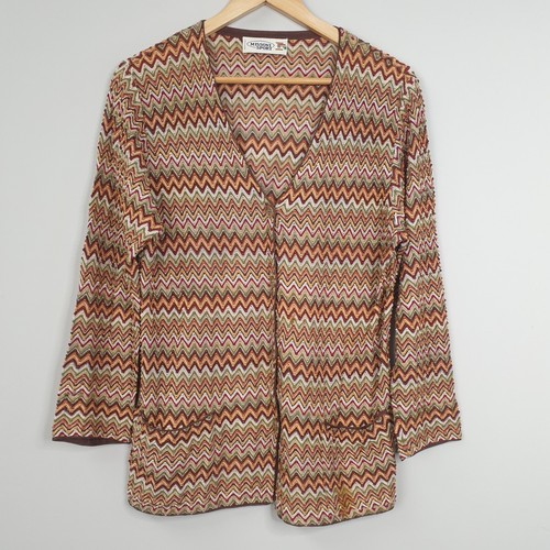 Missoni Sport, Vintage Missoni Sport Strickjacke Damen IT 46 UK 14 Multi Zick Zack Strick Boho Luxe