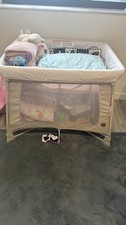 Portable Foldable Beige Baby Play Yard Playpen for Infant Toddler