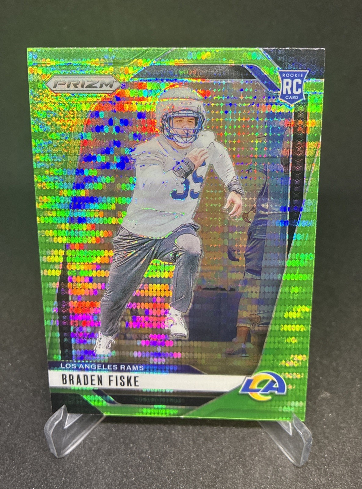 2024 Panini Prizm Braden Fiske Rookie RC Neon Green Pulsar Prizm #310 Rams