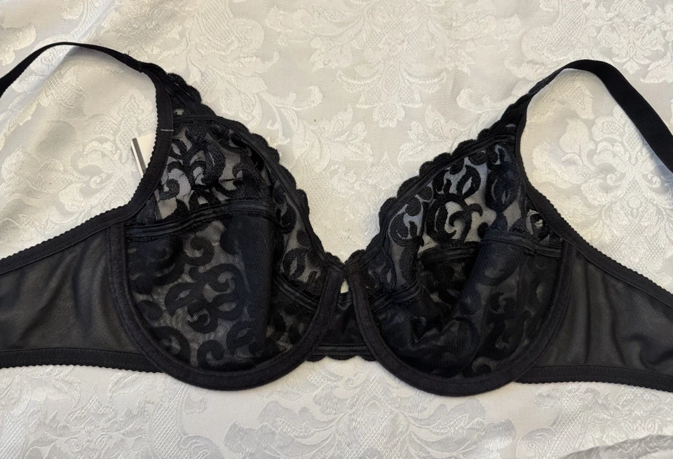 Sujetador Wacoal 36D Arabesco Negro Con Aros Transparente Sin Forro Copa 85199 Nuevo  Foto 4 de 4