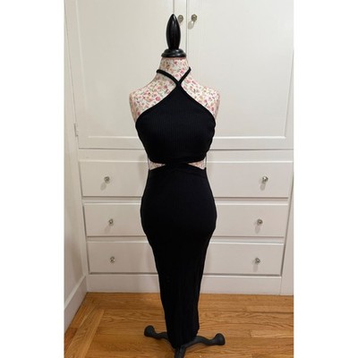 ZARA Black Ribbed Halter Cutout Midi Dress | eBay ZARA Black Ribbed Halter Cutout Midi Dress | eBay