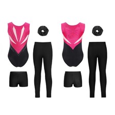 Girls Gymnastics Sparkle Gymnastics Leotard Ballet Dance Unitard Leggings Set
