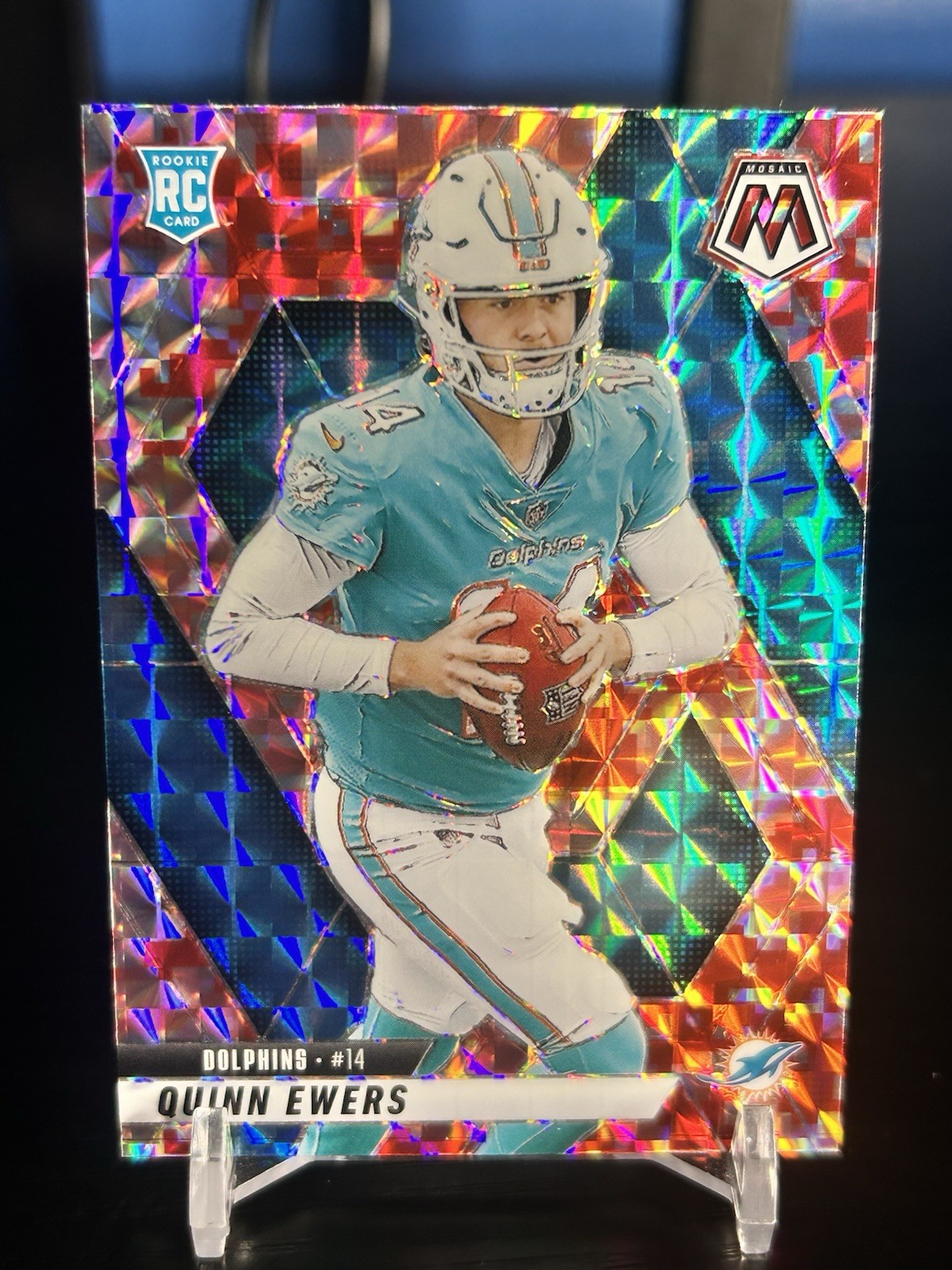 2025 Panini Mosaic  Quinn Ewers Rookie Red Camo Mosaic Prizm #308