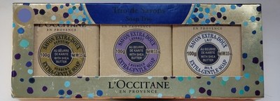 Trio Lot L'Occitane Shea Extra Gentle Soap 3.5oz / 100g Verbena, Lavender, Milk