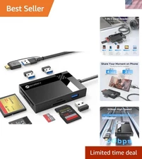 Multi-Card Reader Hub with USB-C and 2.5FT Cable for Seamless Transfers