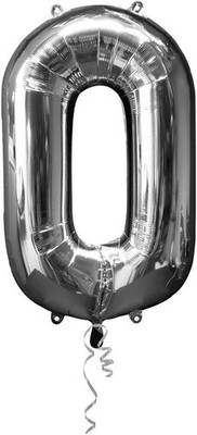 Number 0 Silver Foil Balloon - 32''