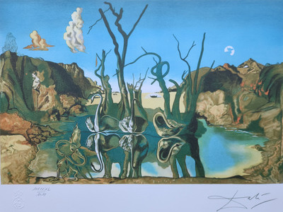 SALVADOR DALI Swans Reflecting Elephants HAND NUMBERED PLATE SIGNED LITHOGRAPH