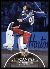 2021-22 Upper Deck UD Canvas Black Elvis Merzlikins Columbus Blue Jackets #C143