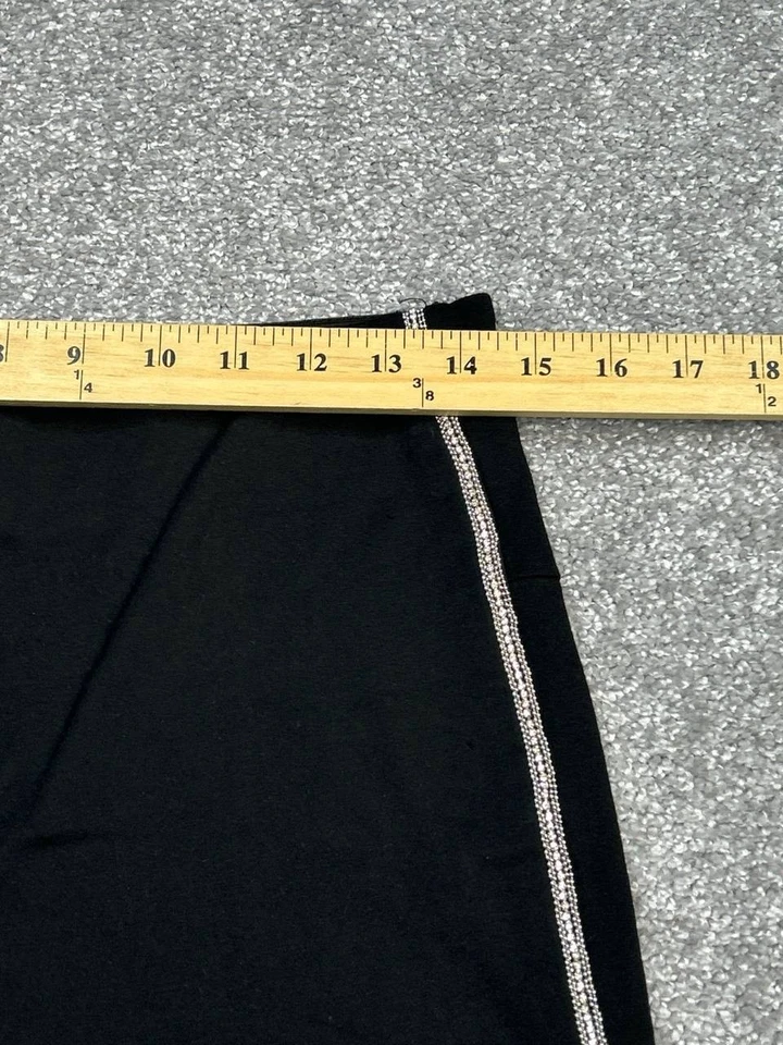 Legging Zara Feminina Grande Preta Elástica Cintura Alta Strass Listra Lateral Magra - Imagem 3 de 4