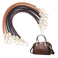 Short PU Leather Braid Bag Strap with Metal Swivel 30cm Long Mixed Color