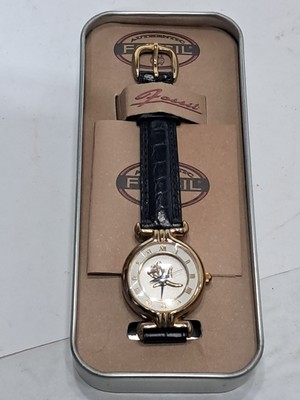Vintage Mary Kay Black Fossil Quartz Watch Gold Face 7 display picture 2