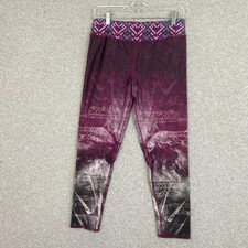 Evolution and Creation Leggings Womens L Burgundy Print Active Yoga Athleisure
