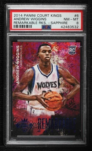 2014 Panini Court Kings Remarkable Rookies Sapphire /499 Andrew Wiggins PSA 8 RC