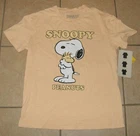 NEW NWT Yellow Sz Large Short Sleeve PEANUTS SNOOPY Crew Neck Cotton Tee Shirt