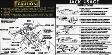 Jacking Instructions Decal With Spacer Saver For 1978-1979 Chevy Camaro Jacking Instructions Decal With Spacer Saver For 1978-1979 Chevy Camaro