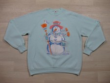 Vintage 80s Air Waves Snowman Sweatshirt (L) Christmas Holiday Winter USA Made