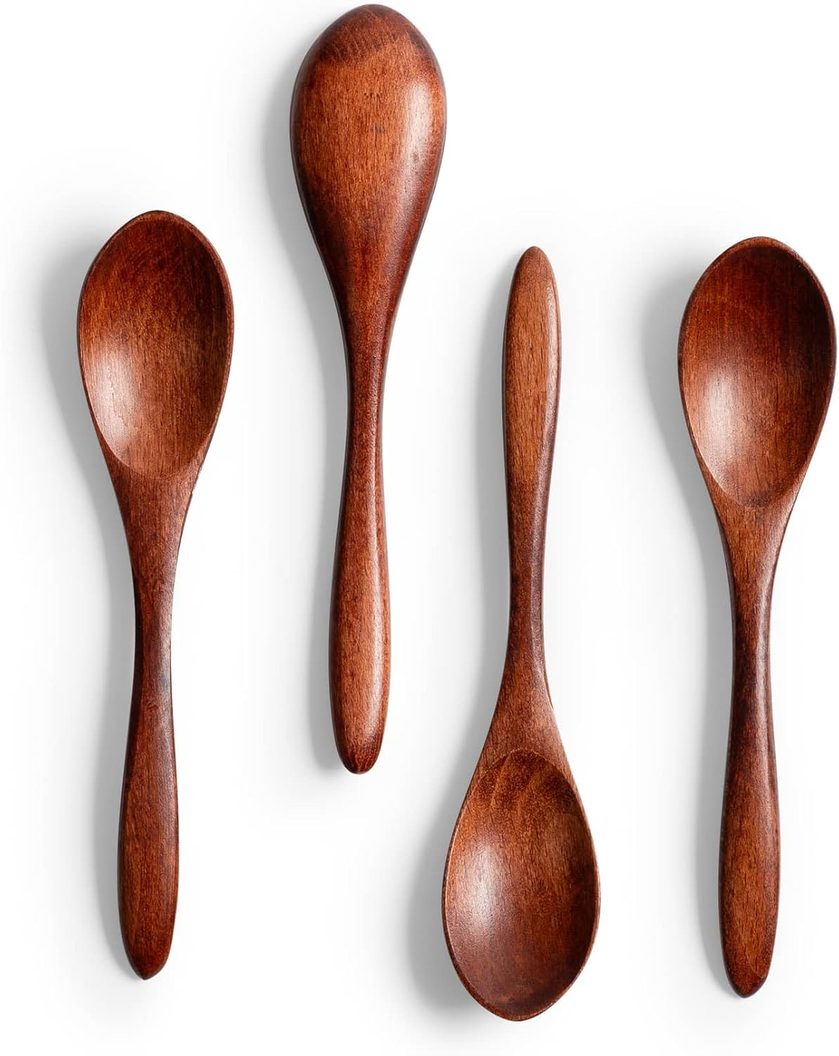 4 PCS Small Wooden Spoons, 5.8 Inch Honey Spoons for Tea, Hardwood Wooden Honey