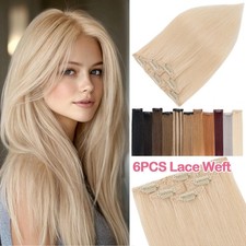6Pieces Clip In 100 Remy Real Human Hair Extensions Half Full Head Highlight US