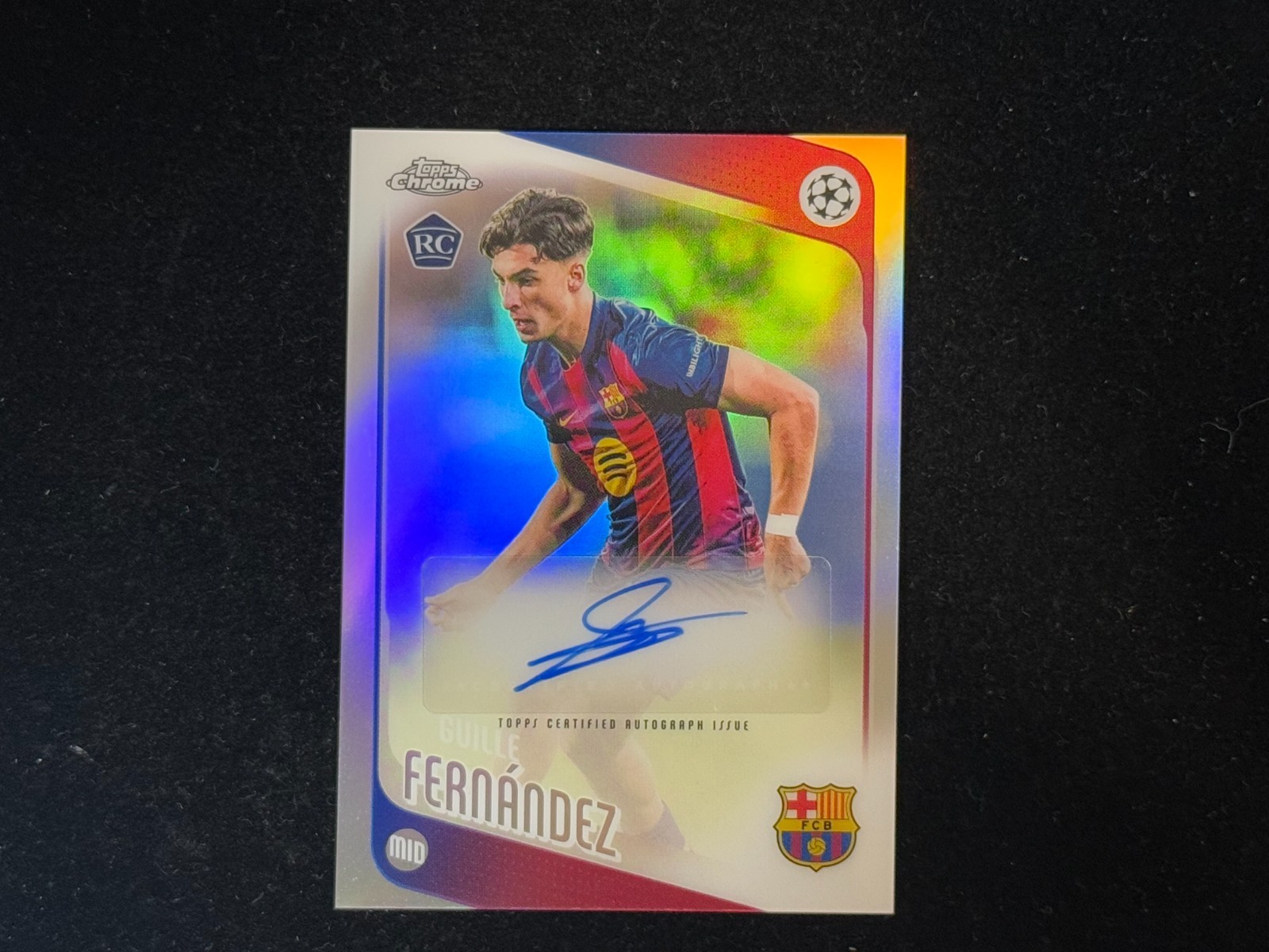 Guille Fernández 2025-26 Topps UEFA Champions AUTO RC #CA-AGF BARCELONA view 1