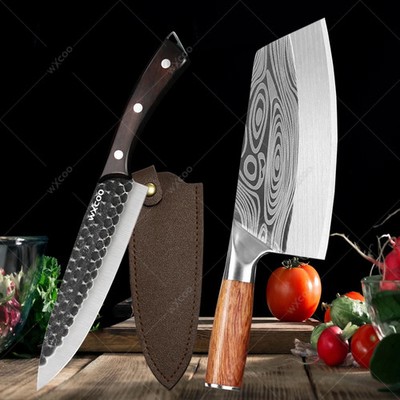 Wood Handle Knife Chef Knife Cleaver Knife Vegetable Fish Chicken Meat Cleaver
