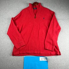 Polo Ralph Lauren Sweater XL Red 1/2 Zip Navy Blue Pony Casual Pullover