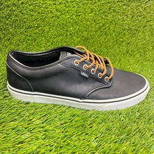 Vans Atwood Mens Size 10 Black White Athletic Leather Skateboard Shoes Sneakers