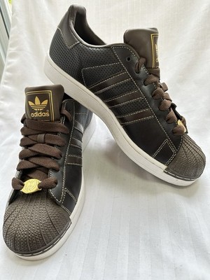 Adidas Originals Men's Superstar II Leather Brown Gold White Size 9.5 New Nobox