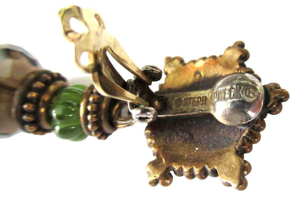 Pendientes de bola de melón peridoto cristal cuarzo ahumado plata esterlina STEPHEN DWECK Foto 3 de 3