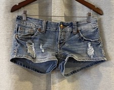 Y2K Reign Micro Mini Denim Shorts Distressed Size 5 Festival