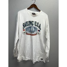 Vintage Sailing Shirt American Tradition Long Sleeve Jansport 2XL USA Made 90s