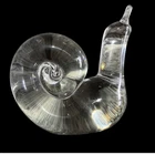 Steuben Crystal Snail Figurine Art Glass Hand Cooler Made in USA SIGNED