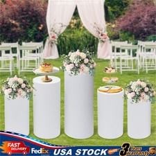Cylinder Stands For Party-set Of 5 White Cylinder Pedestal Stand Decoration