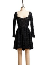 Vintage 80s Anna Sui Black Ribbon Lace Babydoll Dress USA Made Sz L Goth Grunge