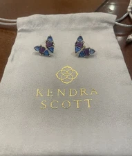 Kendra Scott Blair Butterfly Stud Earrings Blue And Purple Stones