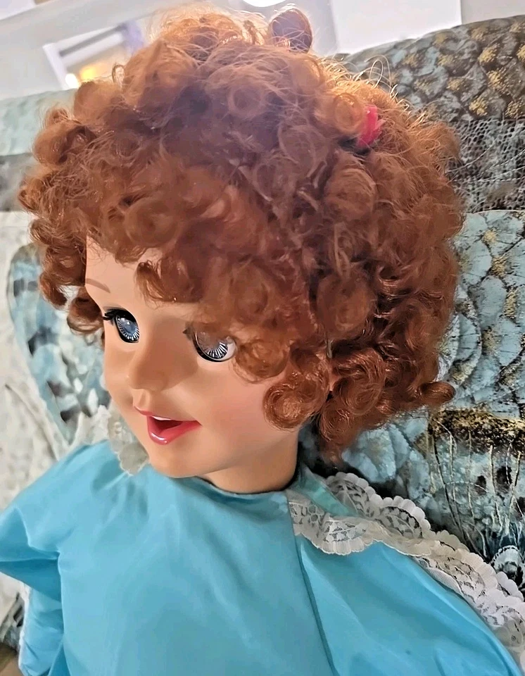 Nice VTG 1989 RED HAIR Precious Playmates 32" Jill Doll Original Torquoise Dress - Image 4 of 4