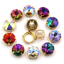 Rhinestones Sew On 6/8/10/12/14mm Gold Claw Glass Crystal Round