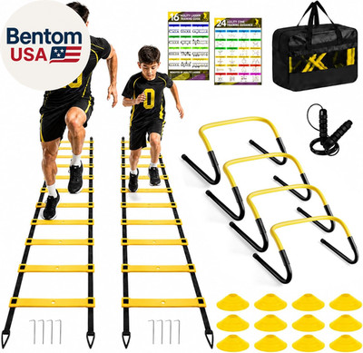 2 Pack Agility Ladder, Soccer Speed Training Equipment Set with Total 26 Ft Agil