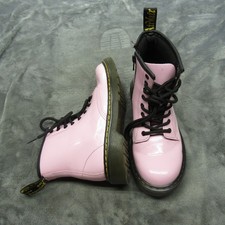 Dr Martens Girl Boot 2 Pink Glossy Toddler Leather Lace Zip Chunky Combat 1460J