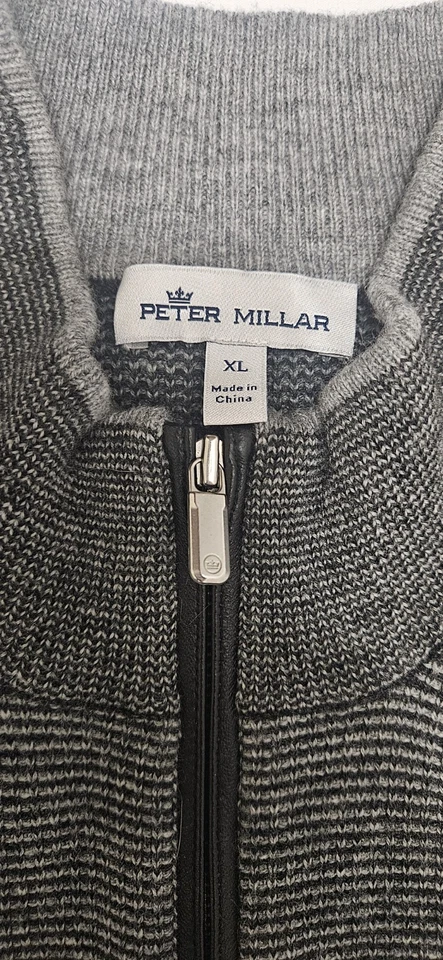 Suéter Peter Millar Crown Para Hombre XL Cuarto Cremallera Gris Tejido Lujo Lana Cachemira Foto 4 de 4