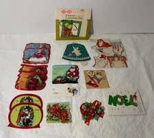Vintage UNUSED Christmas Gift Cards Tags Lot (19) Tie Tie Package, Norcross Bell