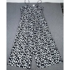 Banana Republic Cropped Wide Leg Jumpsuit Womens Size 4P Square Neck Belted