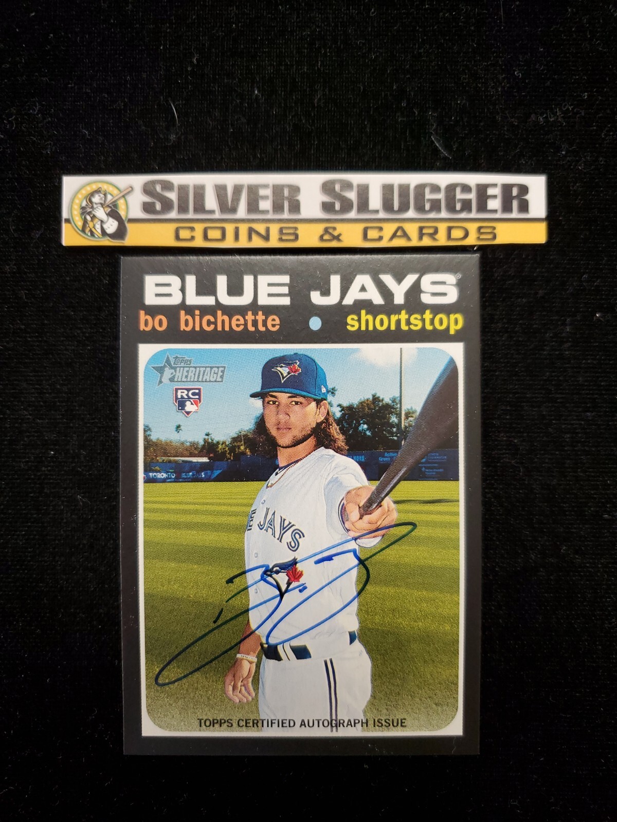 2020 Bo Bichette Topps Heritage Real One On Card Auto #ROA-BB RC Rookie Blue Jay