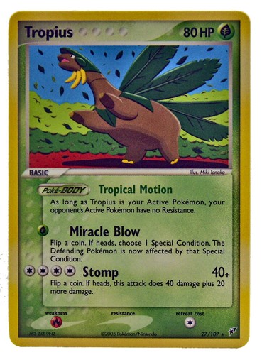 Tropius 27/107 Non Holo Rare EX Deoxys NM With eBay Shipping - Picture 3 of 3
