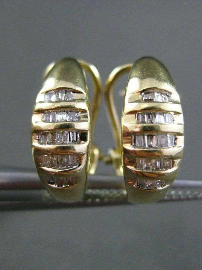 ORECCHINI HUGGIE ESTATE .50CT DIAMANTE BAGUETTE ORO GIALLO 14KT MULTI FILA CLIP ON