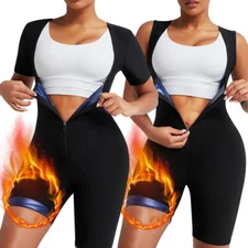 Women Sauna Suit Sweat Jumpsuit Sports Waist Trainer Full Slimming  Body Shaper