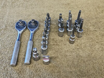 22 Proto Professional Hex Socket Set Slotted Bit Ratchet 3/8'' Drive Metric Sae