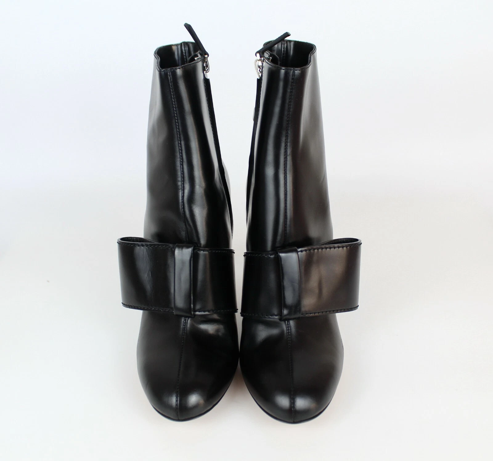 Nuovi Stivaletti VALENTINO GARAVANI fiocco in pelle neri EUR40 prezzo al dettaglio $1295